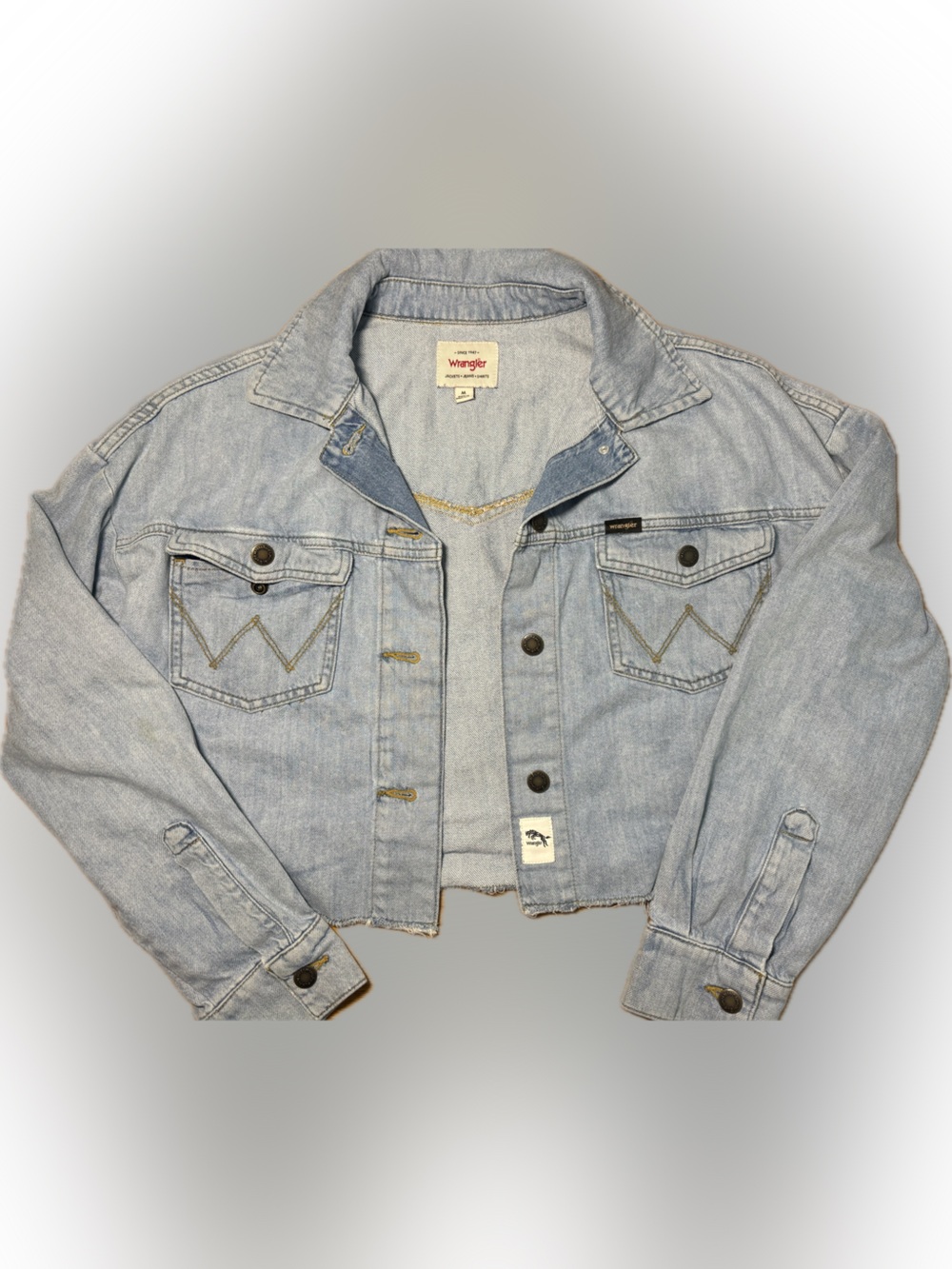 wranglers crop light  denim jacket size m
